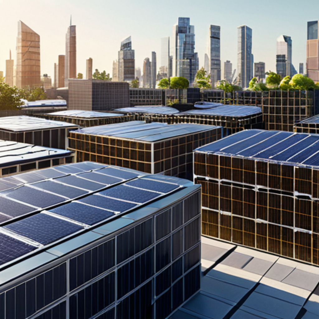 **

A futuristic cityscape showcasing solar rooftops made of perovskite materials blending seamlessly with building facades. The image should emphasize sustainability and advanced technology, with bright, clean energy aesthetics. Include subtle hints of electronic devices powered by these solar cells.

**