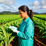환경과 인류의 관계 - Sustainable Agriculture**

"A professional female agricultural scientist, fully clothed in field att...