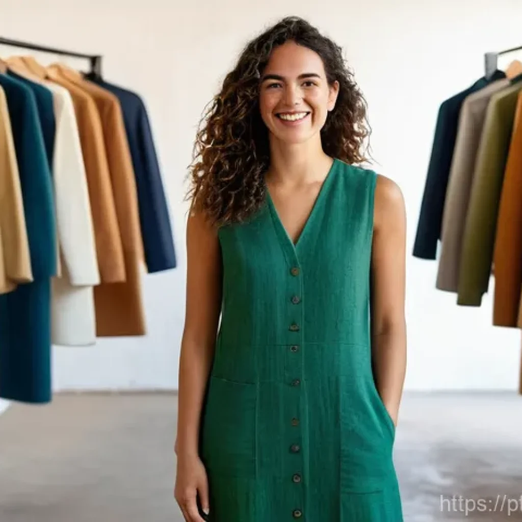 친환경 제품과 서비스 - **Prompt:** A stylish Portuguese woman in her late 20s, with a warm smile, stands confidently in a s...