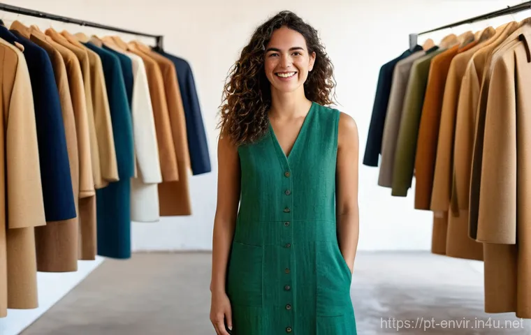 친환경 제품과 서비스 - **Prompt:** A stylish Portuguese woman in her late 20s, with a warm smile, stands confidently in a s...