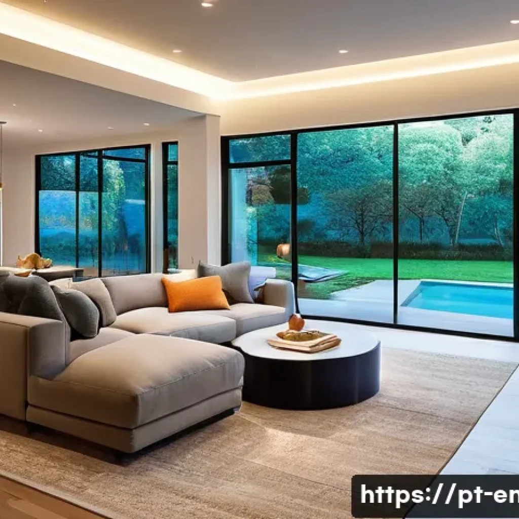 에너지 효율화 기술 - **Prompt 1: Intelligent Lighting and Natural Light in a Modern Home**
"A bright, inviting living...