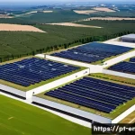 Home 19 산업화와 환경 보존 - **Prompt:** A visually stunning, wide-angle shot of a modern, clean, and environmentally conscious i...